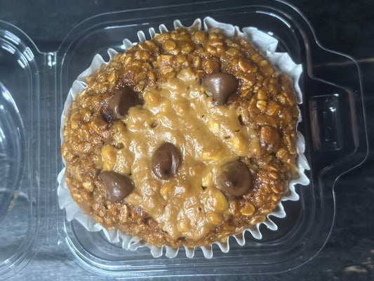 Chocolate Eclair Peanut Butter Crunch Protein Muffin with Chocolate Chips