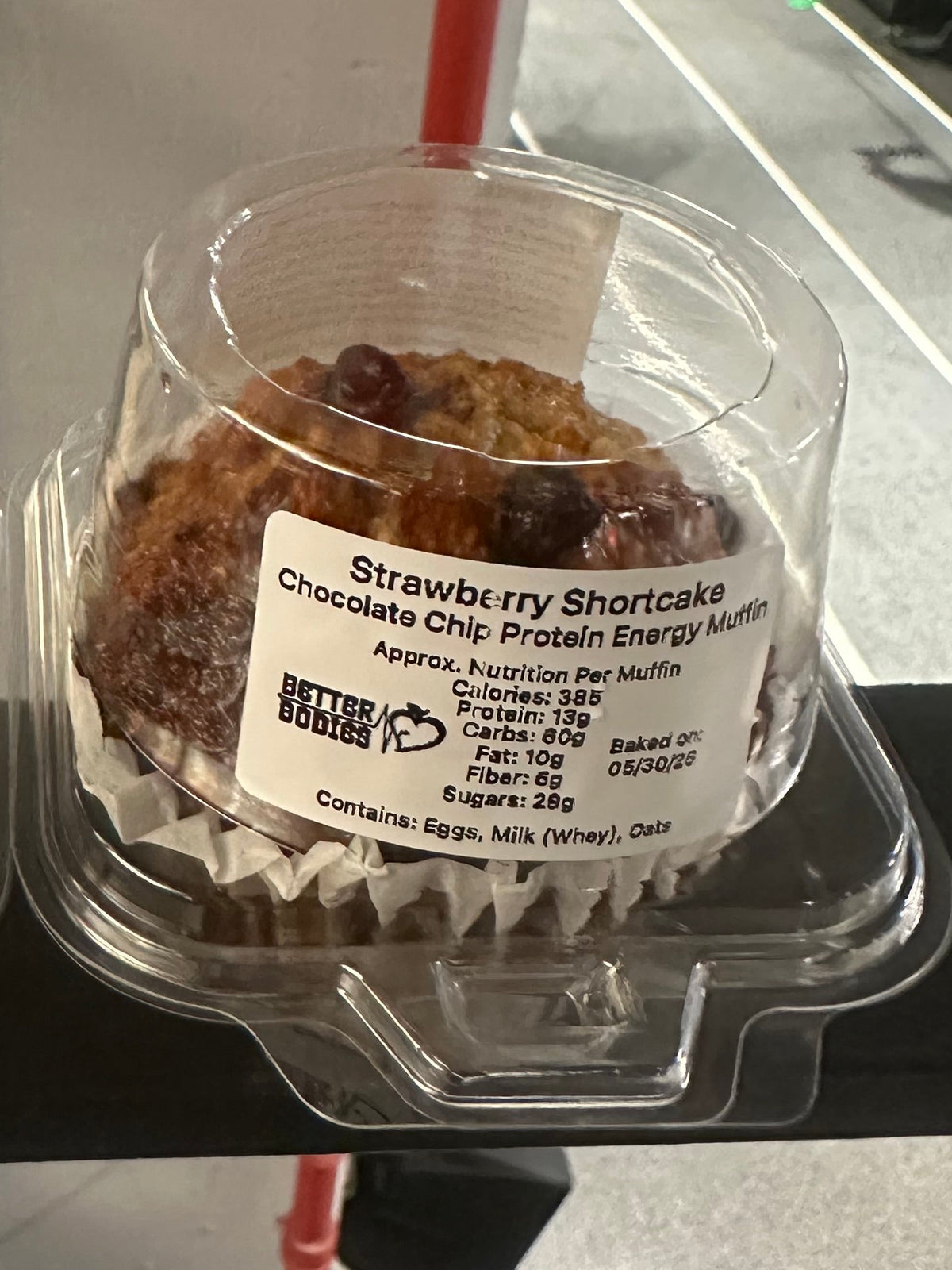 Strawberry Shortcake Protein Muffin with Chocolate Chips